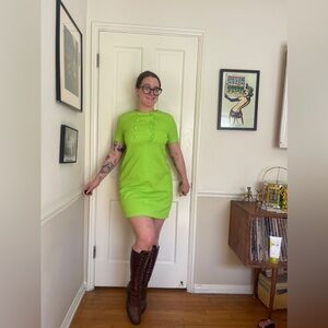 60S Vintage Bright Green Mini Dress